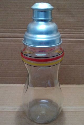 Vintage Baby Bottle Shaped Cocktail Shaker.  Blown? Pontil Scar? 11.  5 " Tall.