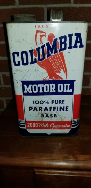 Vintage 5 Quart Columbia Motor Oil Can