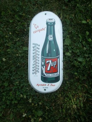 7 Up Cola 15 " X 6 " Soda Swimmer Girl Bottle Thermometer Tin Sign