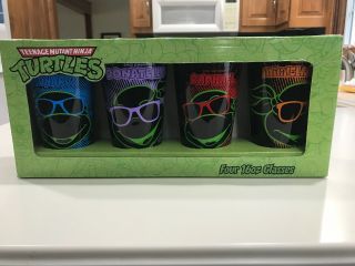 Rare Tmnt Teenage Mutant Ninja Turtles Glass Set Of 4 Collectible 16oz Glasses