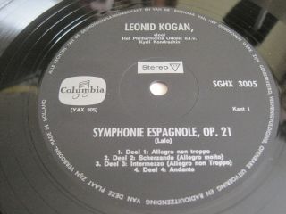 Leonid KOGAN Violin Lalo Symphonie Espagnole Dutch Columbia STEREO SGHX 3005 3