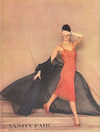 1960 Vanity Fair Print Ad Fashion Orange Sienna Slip