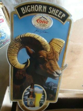 Extremely Rare Coors Wildlife Limited Metal Beer Sign Bighorn Sheep Wow