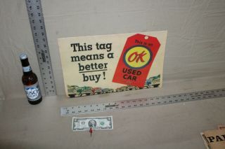 RARE 1950s CHEVROLET OK CAR TAG MEANS BETTER DEALERSHIP DISPLAY SIGN CHEVY 2