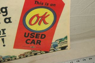 RARE 1950s CHEVROLET OK CAR TAG MEANS BETTER DEALERSHIP DISPLAY SIGN CHEVY 3