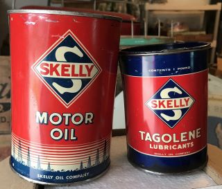 Skelly Oil Can And Tagolene Lube Can Empty