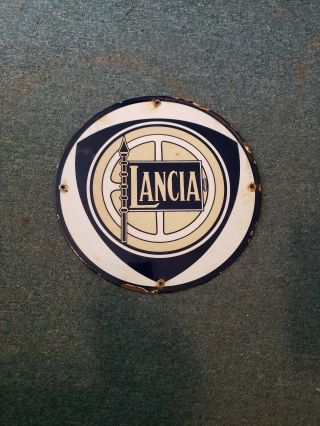 Rare Vintage Lancia Porcelain Enamel Dealer Advertising Sign
