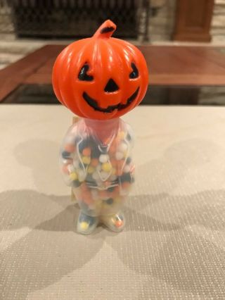 Vintage E Rosen Plastic Candy Container " Pumpkin Head Halloween Figure "