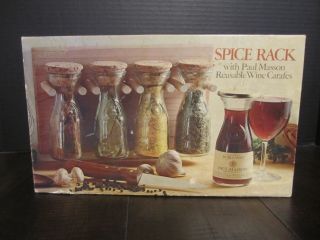 Vintage Paul Masson Carafe Wine Spice Rack Four Bottles Cork California