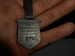 1930 ' s PEPSI:COLA ADDRESS IDENTIFICATION KEYCHAIN FOB or WATCH FOB w/I.  D.  NUMBER 2
