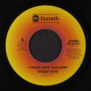 SHARON PAIGE: I Wanna Know Your Name / To You 45 (plays fine) Soul 2