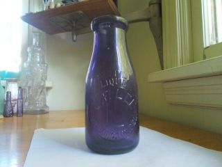 Wilmington,  Del J.  F.  Lee Amethyst Purple Pint Milk Bottle 100 Yrs Old Dug