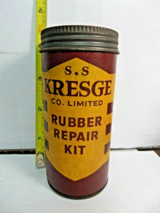 Very Rare Old Vintage Kresge Co.  Rubber Co Tube Repair Tire Patch Kit Can