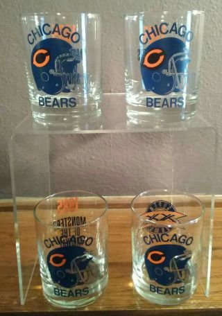 (4) 1985/1986 Chicago Bears " Monsters Of The Midway/super Bowl Rocks Glasses "