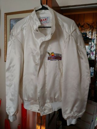 Vintage Large Satin Jacket Oneida Bingo And Casino Green Bay Wisconsin white 90s 2