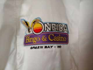 Vintage Large Satin Jacket Oneida Bingo And Casino Green Bay Wisconsin white 90s 3