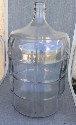 Vintage Crisa Clear Ribbed Glass 5 Gallon (18.  9 Ltr. ) Water Bottle Jug