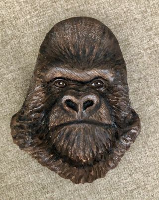 Wood Carved Gorilla / Ape Xmas Tree Ornament Or Wall Hang Lisa Rogers Carving
