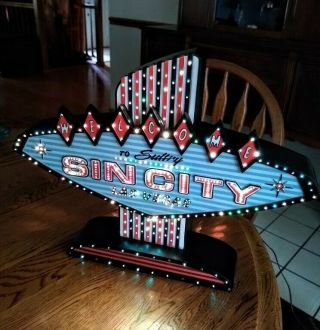 Welcome Las Vegas Desk Display Lights Up Sin City Sign Casino Collectible