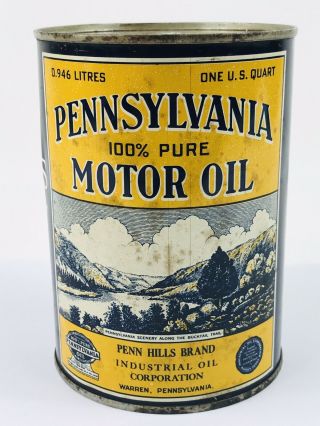 Pennsylvania 100 Pure Motor Oil 1 Qt Penn Hills Brand Gas Oil Advertising 49