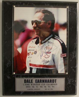 Limited Dale Earnhardt Winston Cup Autograph 8 X 10 Plaque /994