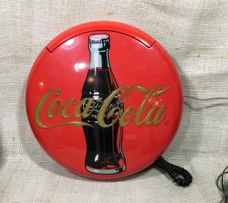 Vintage 1995 Coca Cola Coke 12 " Round Red Button Sign Telephone Phone