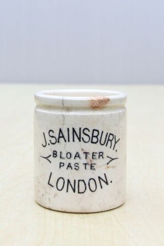 Vintage C1890s J.  Sainsbury Bloater Paste London Ceramic Pot Jar