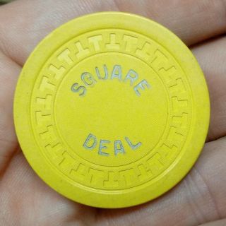 Old Square Deal Gambling $5.  00 Unknown Casino Chip Chicago Illegal Las Vegas