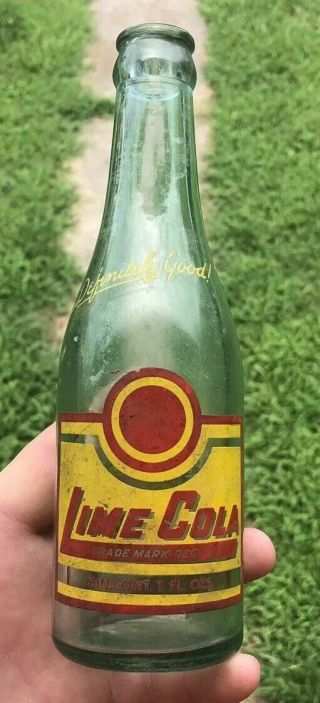 Rare Acl Lime Cola Soda Bottle Lineville Alabama Early Ala 7oz