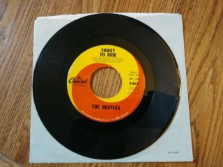 The Beatles ‘Ticket To Ride’ 7” picture sleeve ex cond,  record 1965 US 4