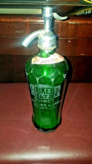 Rare Old Vintage Seltzer Bottle Lubker 