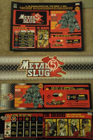 Neo Geo Metal Slug 5 Marquee Art set for Taito Vewlix Cabinet SNK 5