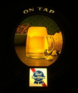Vintage Pabst Blue Ribbon Beer Light Up Backbar Sign Advertising