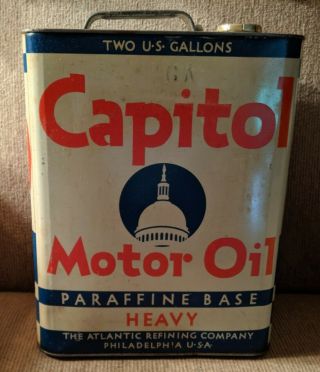 Vintage Advertising Capital Motor Oil Can - 2 Gallons