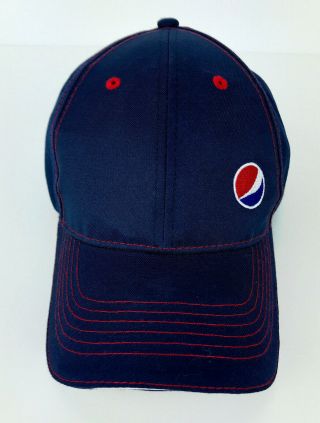 Pepsi - Cola Baseball Cap Hat Navy Blue W/ Red Stitching & Adjustable Strap
