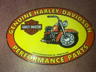Harley Davidson Performance Parts Porcelain Enamel Sign 36x24 Single Side