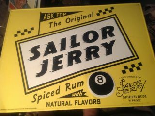 Sailor Jerry Spiced Rum 8 Ball Metal Embossed Beer Sign 24 " X 18 "