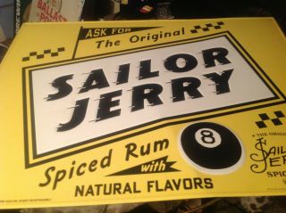 Sailor Jerry Spiced Rum 8 Ball Metal Embossed Beer Sign 24 