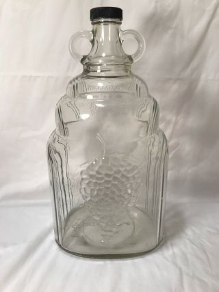 Vintage Gwc Wines Chicago,  Ill Clear Glass Grapes Embossed One Gallon Bottle Jug