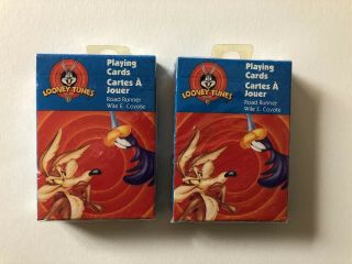 Looney Tunes Vintage Playing Cards (2) Packs Road Runner Wile E.  Coyote 430r 97