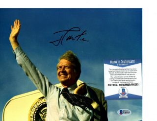 President Jimmy Carter Signed 8x10 Auto Autograph Beckett Bas Af1 Wave A2