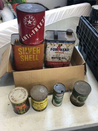 Antique Motor Oil Cans Around 30 Cans Oilzum Ford Shell Amoco Marvel All One