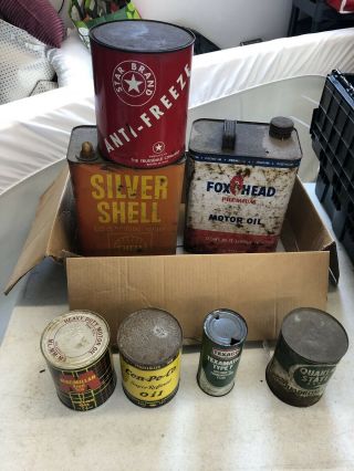 Antique Motor Oil Cans Around 30 Cans Oilzum Ford Shell Amoco Marvel All One 4