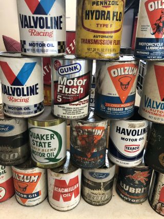 Antique Motor Oil Cans Around 30 Cans Oilzum Ford Shell Amoco Marvel All One 7