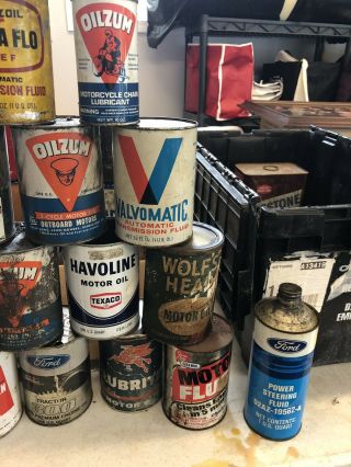 Antique Motor Oil Cans Around 30 Cans Oilzum Ford Shell Amoco Marvel All One 8