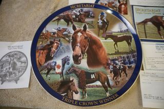 Secretariat Triple Crown Winner Plate - Danbury - - 23k Gold Trim