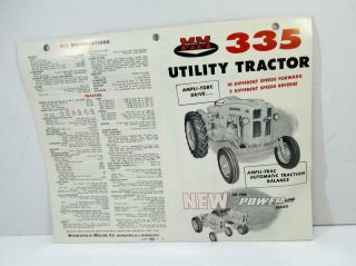 Minneapolis Moline 335 tractor Dealer promo brochures & advertising 1957 2
