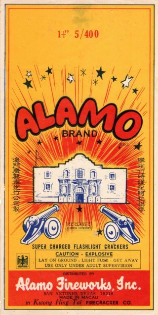 Alamo Brand Firecracker Brick Label,  Class 4,  5/400 
