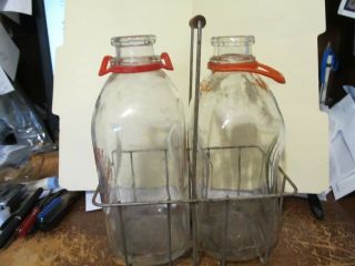 [2] Vtg 1/2 Gallon Milk Bottle Pitstick Dairy & Illinois Valley Dairy Ottawa Il