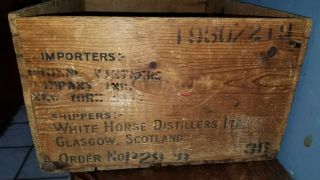 1950 White Horse cellar Scotch Whiskey Wooden Crate Box Old Antique Wood 3